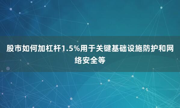 股市如何加杠杆1.5%用于关键基础设施防护和网络安全等