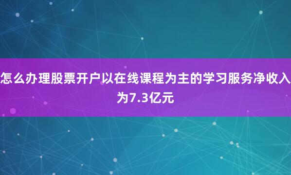 怎么办理股票开户以在线课程为主的学习服务净收入为7.3亿元